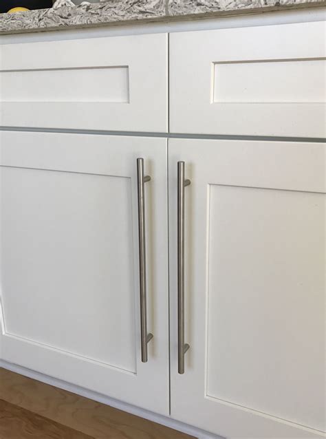 white kitchen cabinets with stainless steel pulls|rectangle stainless steel cabinet pull.